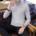 thumbnail image 5 of Mdesiwst Men Solid Color Sweater Men's Autumn Winter Turtleneck Sweater Slim Fit Solid Color Knitwear with Thickened Fleece Lining High Collar Men Sweater, 5 of 8
