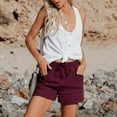 thumbnail image 5 of Comdrip Womens Linen Shorts, Women's Fashion Casual High Waist Pants Straight Leg Sports Casual Loose Shorts Cotton Linen Shorts for Women Wine M, 5 of 7