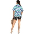 thumbnail image 2 of HAPPY BAY Women's Casual Beach Blouses Shirt Luau Party Blouse Short Sleeve Button Up Dress Tops Tee Shirts Hawaiian T Shirt for Women S Palm Tree, Blue, 2 of 4