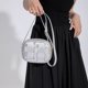 thumbnail image 1 of Bolso bandolera pequeño tejido para mujer, bolso tejido, bolso de hombro cuadrado (plateado), 1 of 7