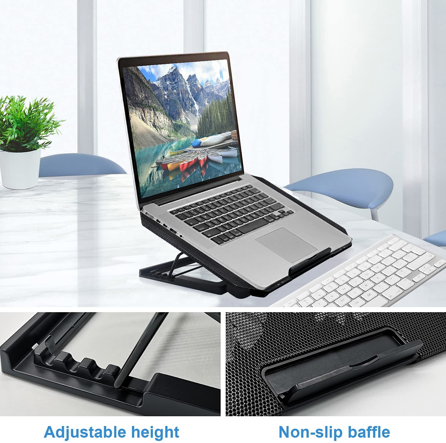 Laptop Cooling pad Cooler Stand Fan for 11-15.6 Inch Gaming Notebooks, 2 Turbine Fans,4 Angle Adjustable (Black)