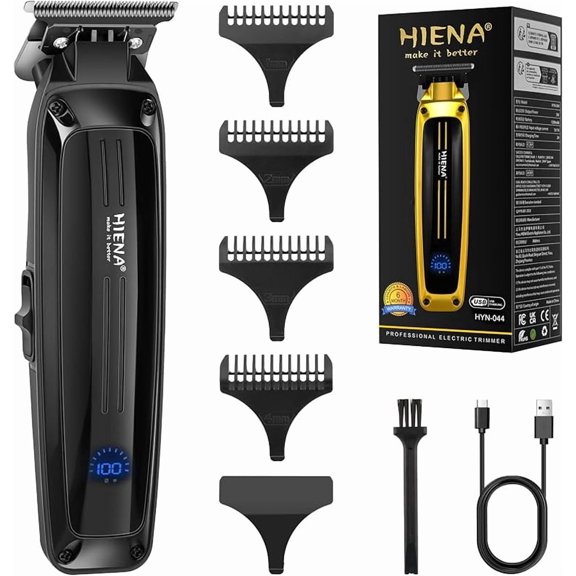 Professional Electric Hair Trimmer for Men, Cordless Clipper Barber Haircut Tool with USB, Rechargeable T-Blade Precision Beard Trimmer, Perfect Gifts for Men(Gray)