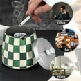 thumbnail image 4 of Yayeee Ashtray with Lid for Cigarette Smokeless Stainless Steel Home Ash Holder, Green and White Plaid Pattern, 4 of 7
