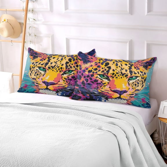 Pillow Case Plush Pillow Leopard Colorful Print Case standard size/King size/Queen size Bed Pillow Pillowcases