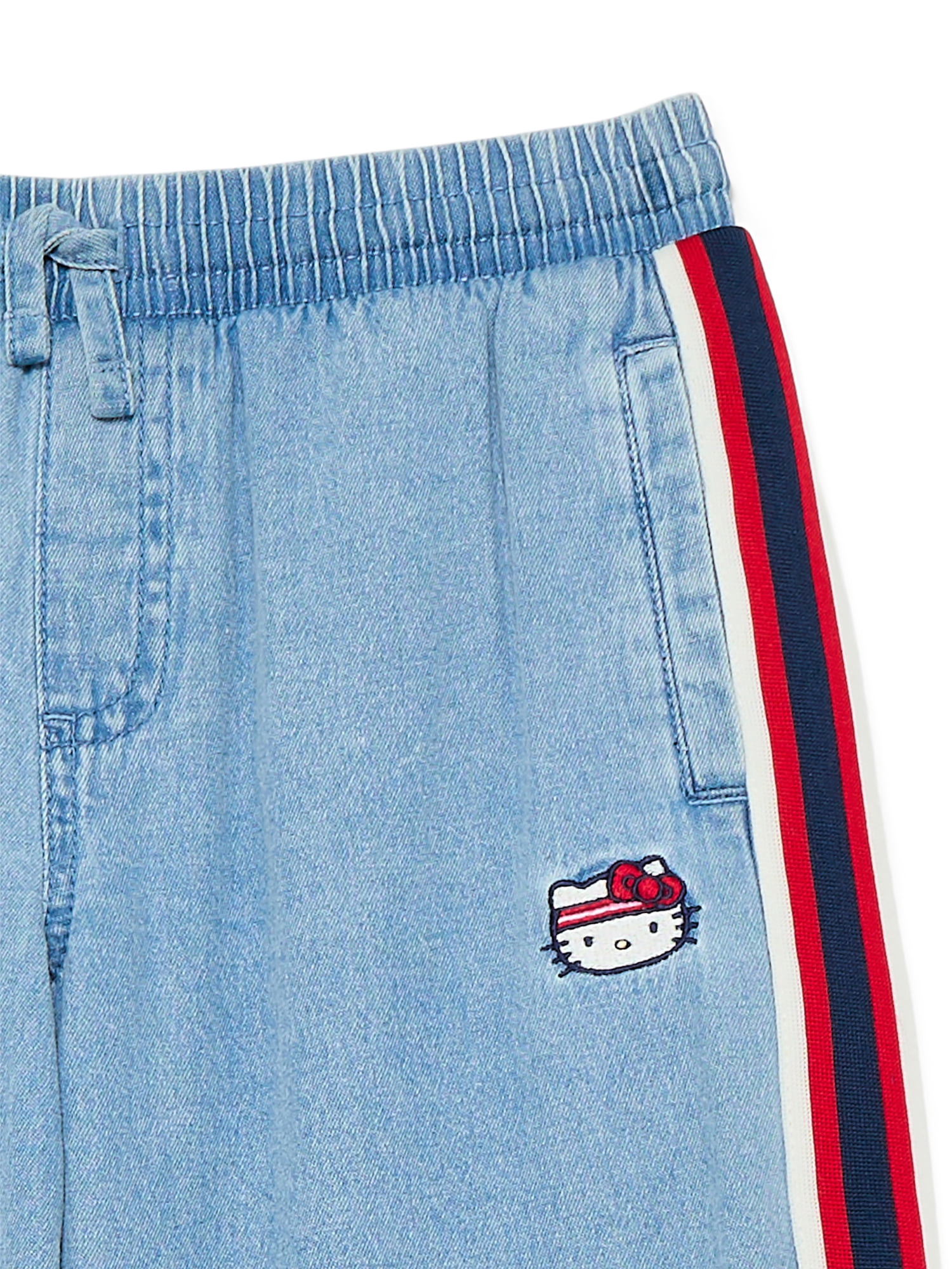 Wonder Nation Hello Kitty Baby and Toddler Girls Cotton Pull On Denim Pants, Sizes 12M-3T