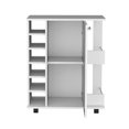 thumbnail image 4 of White Modern Bar Cart Cabinet | Ample Space for Liquor and Snacks, Swivel & Locking Wheels | Engineered Wood Ensures Durability | Overcomes Storage and Stability Concerns, 4 of 4