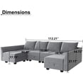 thumbnail image 3 of HONBAY Reversible Sectional Couch U-Shaped Sofa with Wide Chaises & Storage Seats, Grey, 3 of 7