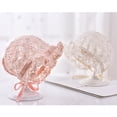 thumbnail image 2 of CNKOO 1Pcs Newborn Lace Hollow Hat , Solid Color Sun Hat,Baby Girls Bonnet Lace, Baby Girl Lace Silk with Ribbon Adjustable Sun Hat Flower Bonnet Photo Props Favors (White), 2 of 6