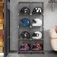 thumbnail image 1 of Metal Motorcycle Bike Helmet Display Rack with Wheels, Floor-Standing Stackable Grids Storage Bins,Commercial Football Baseball Rugby Hats Storage Cabinet,Wireless Cube Hat Organizer,for Shoes/Book, 1 of 1
