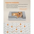 thumbnail image 3 of Cama para Perros, Cama para Mascotas, 71 x 58 x 16 cm, Ortopédica con Espuma Corrugada, Funda Extraíble con Motivo Rosa de Peluche, Bordes Elevados Acolchados, Gris Paloma, 3 of 5