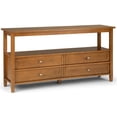 thumbnail image 1 of Simpli Home Warm Shaker Wood 60" Transitional Console Sofa Table in Light Golden Brown, 1 of 10