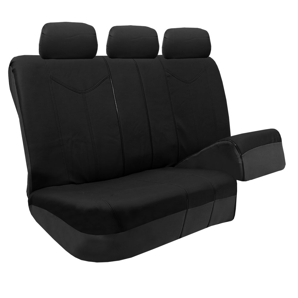 FH Group Black Rome Faux Leather Airbag Compatible and Split Bench 7 Seaters Car Van Seat Covers - Black Full Set - image 4 of 4