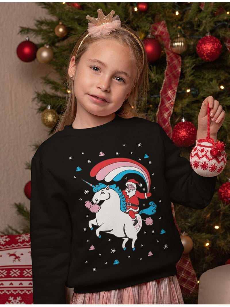 Tstars Girls Ugly Christmas Sweater Santa Riding Unicorn Rainbow Kids  Christmas Gift Funny Humor Holiday Shirts Xmas Party Christmas Gifts for  Girl Toddler Kids Sweatshirt Ugly Xmas Sweater - Walmart.com, image size:800x1067