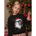 thumbnail image 3 of Tstars Girls Ugly Christmas Sweater Santa Riding Unicorn Rainbow Kids Christmas Gift Funny Humor Holiday Shirts Xmas Party Christmas Gifts for Girl Toddler Kids Sweatshirt Ugly Xmas Sweater, 3 of 6