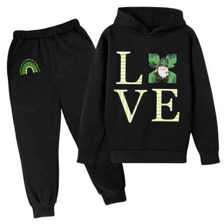 

Kids Boys Long Sleeve Letter Graphic Hoodie Sweatshirt And Sweatpants Pullover Hoodie Set Tracksuit Outfits 2 Piece Sizes 9-10 Years