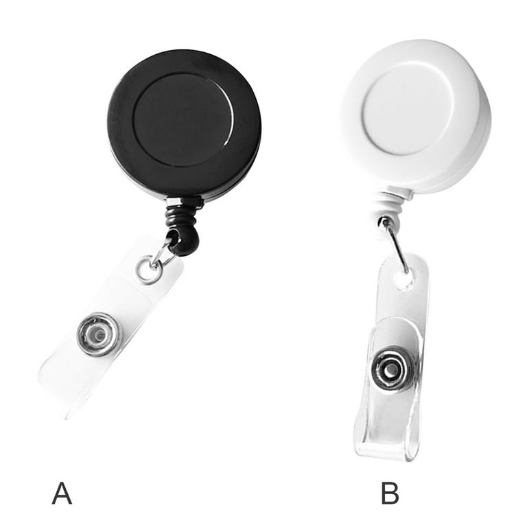 ID Badge Holder Reel with Belt Clip Retractable Metal Buckle Key Chain for  Teachers Student, White 