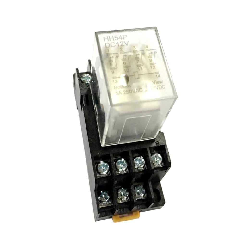 12VDC Coil 4PDT General Purpose Power Relay With Socket Base 