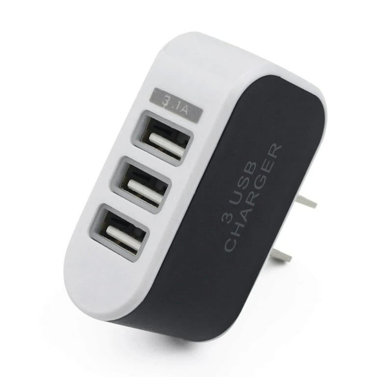 Black 3-Port USB AC Wall Charger Home Plug 3.1A Universal for Cell Phones - Walmart.com