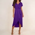 thumbnail image 6 of STETMN Women's Casual Dresses Wrap V Neck Maxi Dress Short Sleeve Side Slit A-line Sundress, 6 of 7