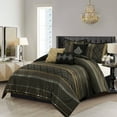 thumbnail image 2 of Nanshing Markus 7 Piece Traditional Damask Comforter Set, Black Gold, Queen, 2 of 7
