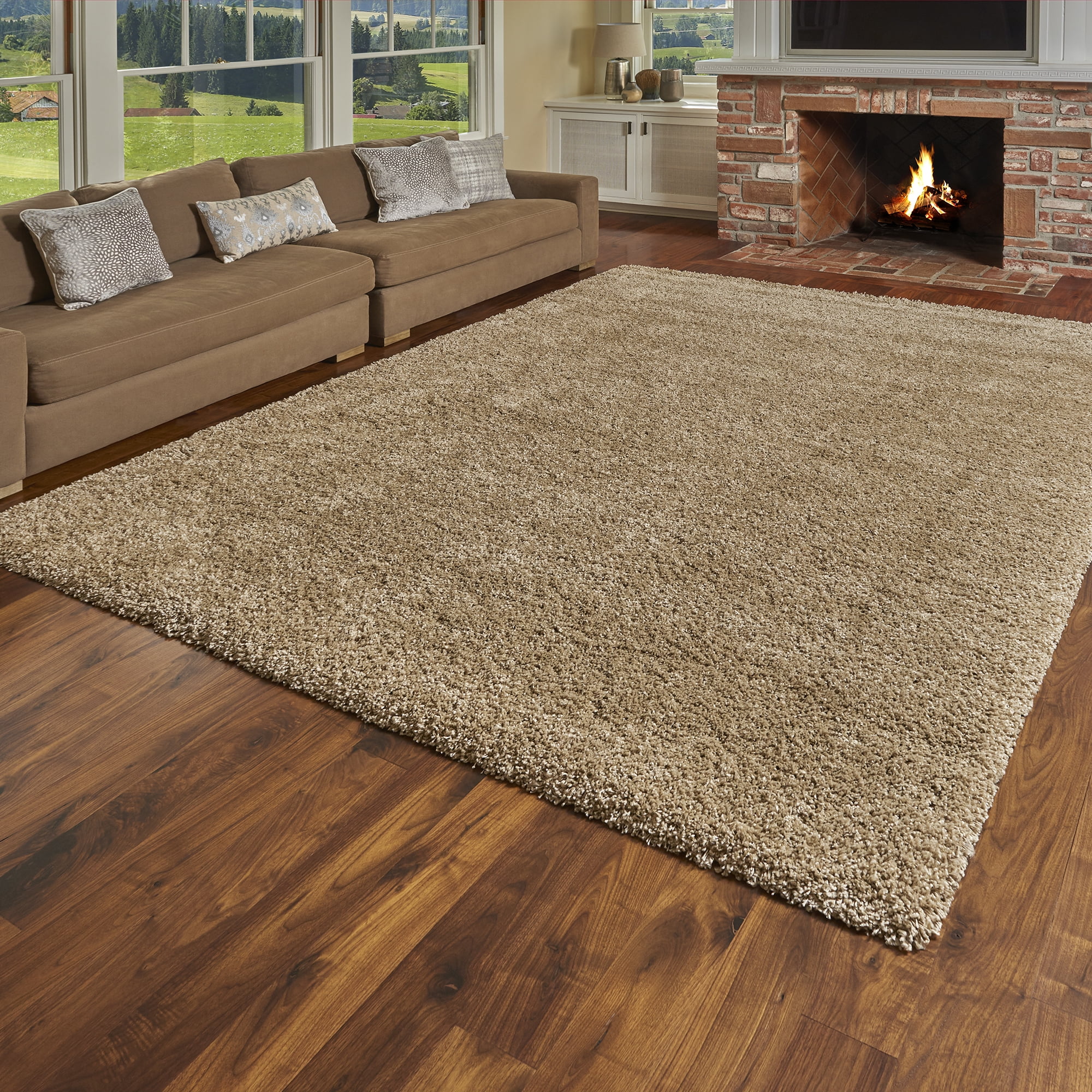 Gertmenian Ultimate Shag Solid Color Oatmeal Indoor Area Rug, 8x10