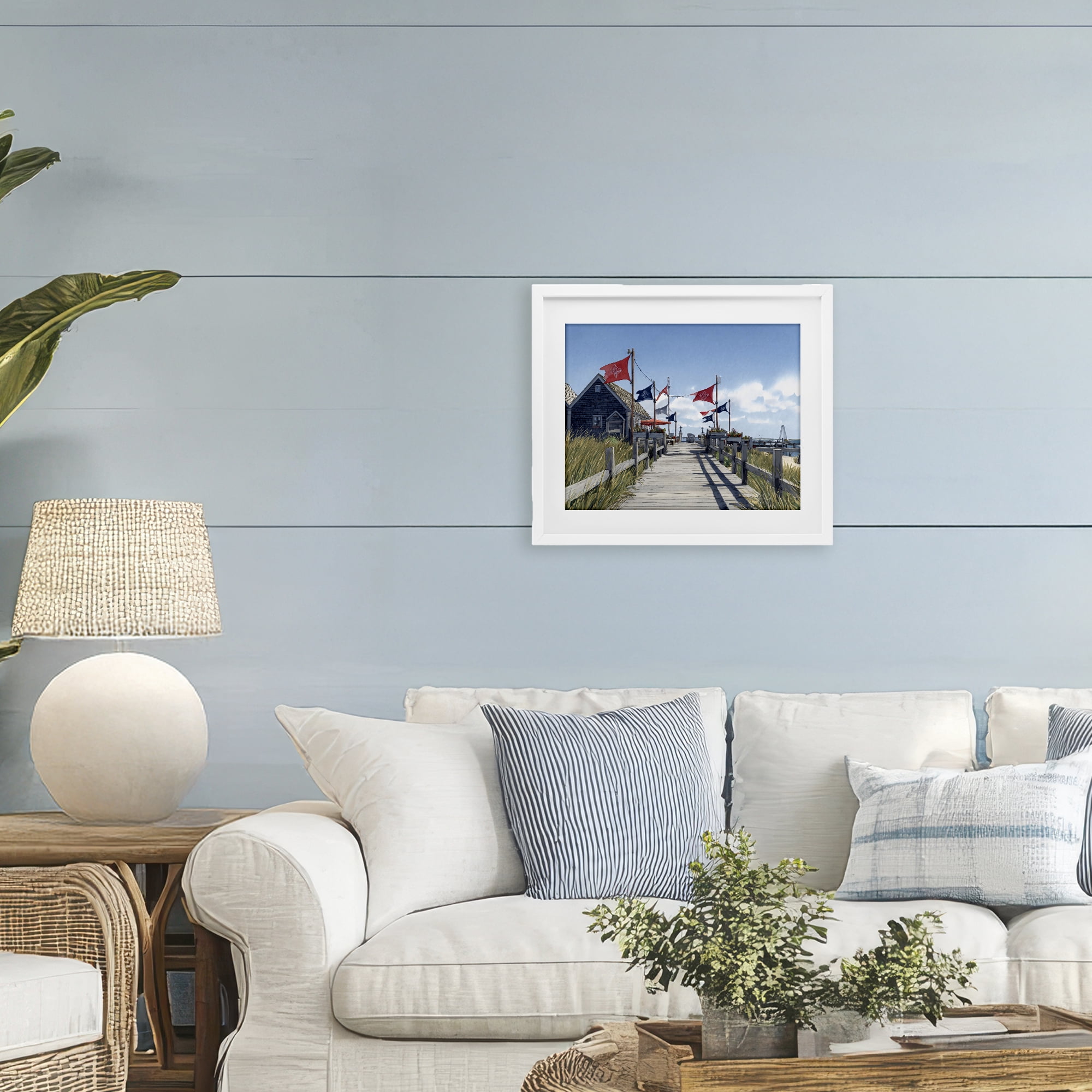 Stupell Industries Summer Boardwalk Stroll White Framed Print Under Glass, design by Franklyn Gregory