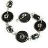 Cousin 8" Glass Flat Round Wired Bead-Black & Gray