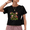 1-Black, variant on Women's Black Botanical Honeysuckle Root Bee Plant Graphic Short Sleeve Crop T-Shirt Crewneck XS-XL Top