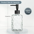 thumbnail image 2 of Glass Soap Dispenser Diamond Design, 12 Ounce Multifunctional Soap Dispenser（Clear）, 2 of 9