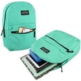 thumbnail image 2 of Classic Solid Color 17 Inch Backpack with Front Zipper Accessory Pocket, Dual Zipper Closure & Padded Shoulder Straps for Work, Office, Gym, Sports, Travel, Commute & Recreation in Mint Green, 2 of 6