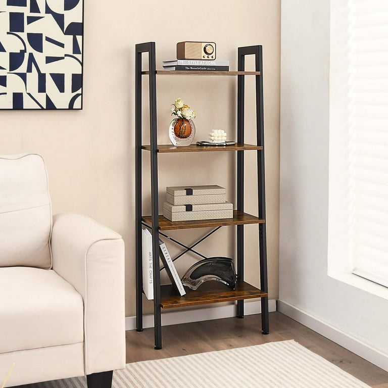 Costway 4-Tier Bookshelf, Industrial Display Storage, Plant Flower