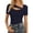 Dark Blue, variant on Womens Fashion Spring & Summer Clothes One Piece Cutout Tops Long Sleeve Ribbed Slim Fitted Shirts Tee Tshirts
