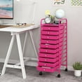 thumbnail image 6 of VibrantEcho 10-Drawer Rolling Storage Drawer Cart, Utility Cart with Removable Drawers & Metal Frame, Mobile Art Craft Drawer Cart with Lockable Wheels for Home, Office, Studio, School, Hot Pink, 6 of 14