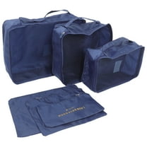 COSMOBETTY Travel Organizer Bags 6Pcs Durable Waterproof Nylon Clothing Storage Packing Cubes for Luggage Dark Blue