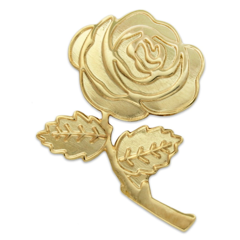 PinMart PinMart's Gold Rose Lapel Pin Metal Flower Suit Jacket
