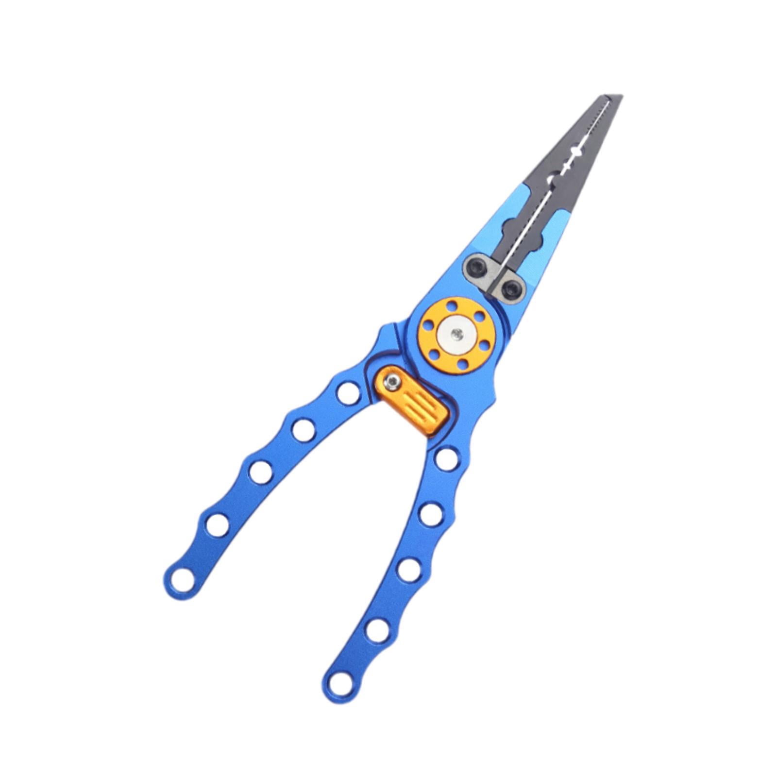 colaxi Fishing Pliers Fishing Gripper Fishing Gear Freshwater Aluminum Alloy Comfortable Gripping Fishing Line Cutting Fishing Tool Blue