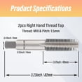 thumbnail image 3 of 2pcs M18x1.5 Tap, M18 Metric Thread Tap Right Hand Thread Tapping Tool, HSS Thread Milling Taps (M18 x 1.5, Taper & Plug Tap) M18x1.5, 3 of 6