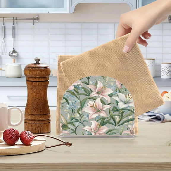 Qxltty Famille Rose Enamels Acrylic Napkin Holder Set of 2 Transparent Dining Table Kitchen Cafeteria Home Decor 4.1x4.9x1.97in