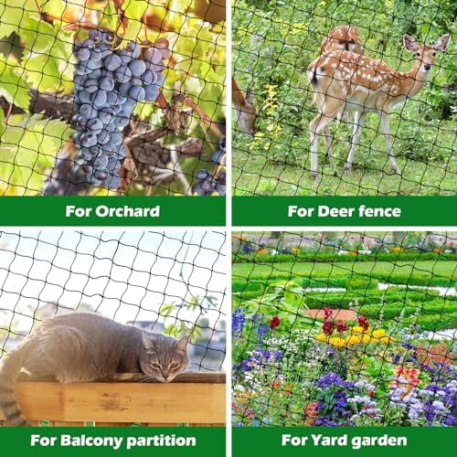 Bird Netting 25'x50' with 2" Mesh Garden Net with Bird Scare Tape, Avian Nettings for Chicken Coop Roof, Heavy Duty Nylon Nettings for Garden, Chicken Coop Netting Fruit Tree Net