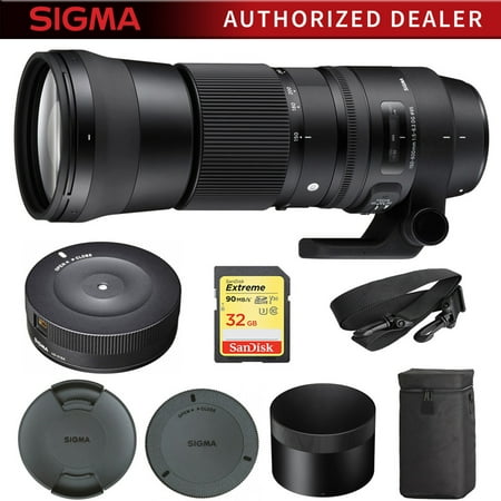 Sigma Camera Lens Sigma 150-600mm F5-6.3 DG OS HSM Zoom Lens Contemporary for Canon DSLR Cameras (745-101) with Sigma USB Dock for Canon Lens & Sandisk Extreme Extreme PRO SDXC 32GB UHS-1 Memory Card ()