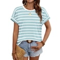 thumbnail image 2 of Ronuti Womens Tshirts Short Sleeve Fashion Shirts Summer Tops Fashion Womens Clothes Womens Striped Tshirt, 2 of 8
