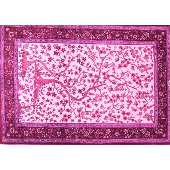 Ahgly Company Indoor Rectangle Animal Pink Traditional Area Rugs, 4' x 6'