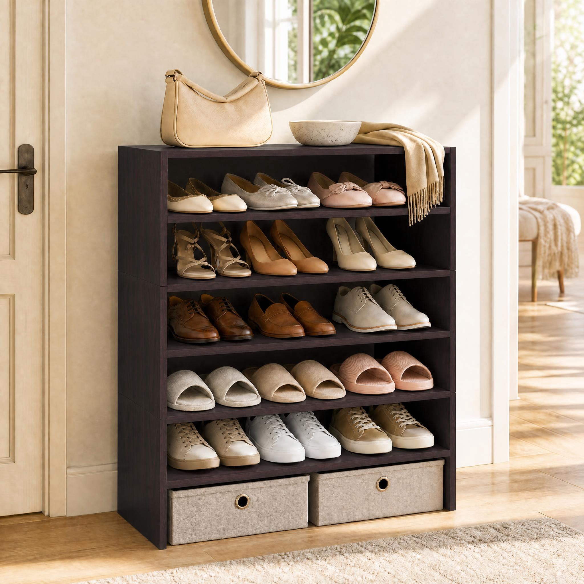 Costway, Shoe Rack, Stackable 3 PCS, 31 Inch Brown - Walmart.com