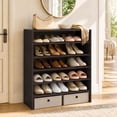thumbnail image 4 of Costway 3 PCS Stackable Shoe Rack 31-Inch Horizontal Organizer 2-tier StorageShelf Brown, 4 of 8