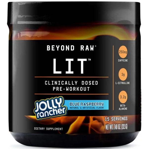 Beyond Raw LIT PreWorkout Powder Blue Raspberry Flavor 15 Servings *EN