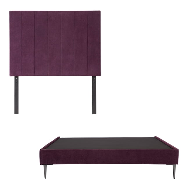 Box Base Cama Slim Matrimonial+Cabecera Argos Morado