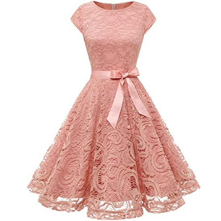 RYDCOT Wedding Guest Dresses for Women Summer 2024 Short Cape Sleeve Cocktail  Dress 1950s Vintage Elegant Classy Swing Dresses with Belts Sale -  Walmart.com