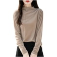 thumbnail image 2 of Suéter de cuello redondo para mujer, suéter de punto de manga larga de color liso con cuello redondo, suéter fino, blusa para mujer, 2 of 3
