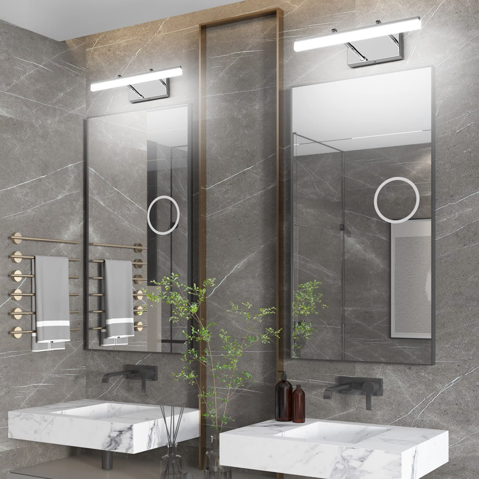15.7 Inch Led Vanity Lights Adjustable Bathroom Wall Light Lighting Fixture Over Mirror Chrome Modern 5500k