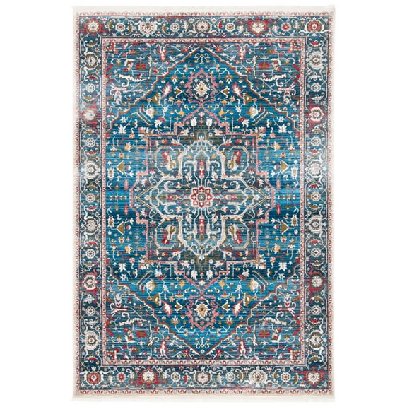 SAFAVIEH Vintage Persian Forrester Oriental Polyester Area Rug, Blue/Ivory, 3' x 5'